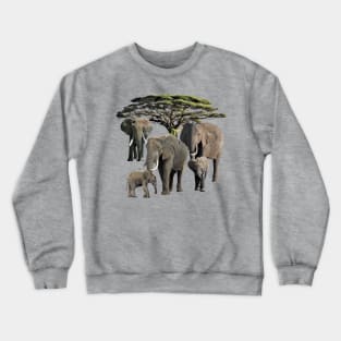 Elephant Mamas with Babies in Africa Crewneck Sweatshirt